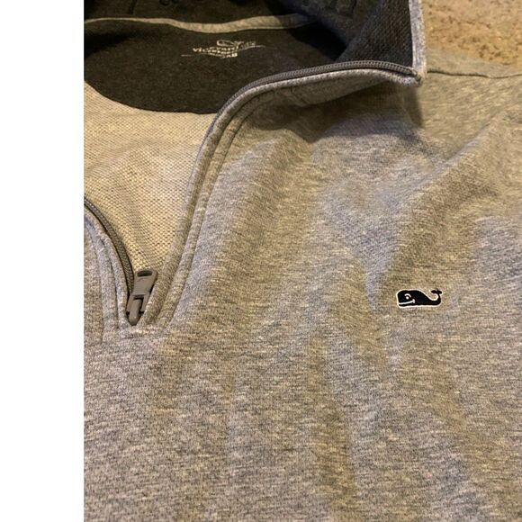 Vineyard Vines Men's Grey Prima Cotton 1/4 Zip Long Sleeve Pullover - Picture 5 of 6